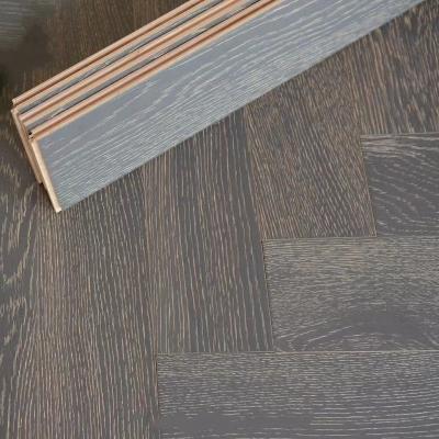 China Durable Nature Solid Timber Gray Color Russian Oak Herringbone Engineered Wood Flooring for sale