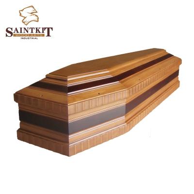 China European Style European Style Customized Solid Wood Funeral Casket Casket With Craving For Adult OEM for sale