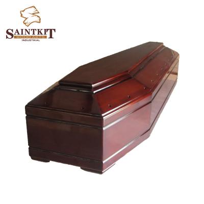 China European Style European Style Cheap Customized Solid Wood Funeral Casket Casket For Adult for sale