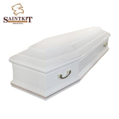 China European Style European Style Customized Solid Wood Casket Funeral Casket With Handle For Adult OEM for sale