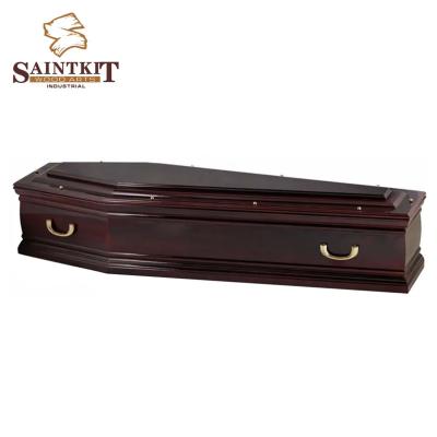 China European style black cremation and burial casket made in china paulownia coffin oak wood coffin wooden casket for sale