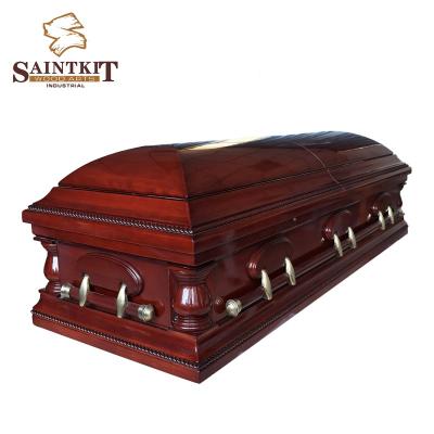 China American Style Hot Sale Luxury American Style Customized Wooden Casket Funeral Casket With Handle OEM for sale