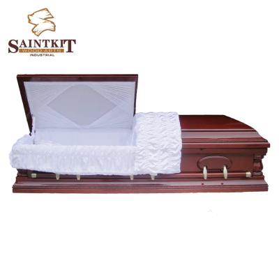 China Wholesale Solid Wooden Veneer MDF Cremation Caskets and Caskets American Style Funeral Supplies and Burial Casket for sale