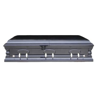 China Customized American Style Plated Black Wooden Casket Cremation MDF Nigeria Casket withmetal handle for sale