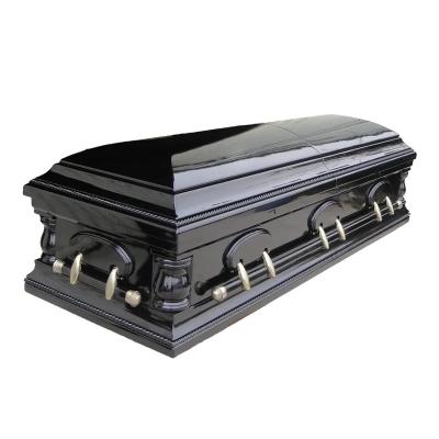 China American Style Caskets Black Solid Wood Wooden Peace Casket Funeral MDF Customized Caskets For Adult for sale