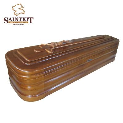 China European Style European Spanish Style Customized Solid Wood Funeral Casket Casket For Adult for sale