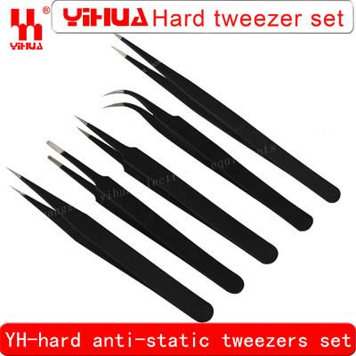 China Superhard senior anti-static tweezers tip the elbow flat head package 3/4/5 for sale