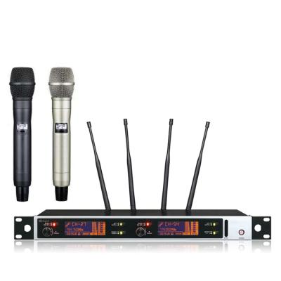 China 400 meters top selling wireless microphone microphone professional true wireless UHF diversity background transmission for sale