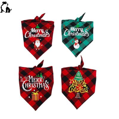 China Wholesale Viable HANDOU Dog Bandana Christmas Pet Triangle Scarf Father Christmas Tree Snowman Pattern Scarf New for sale