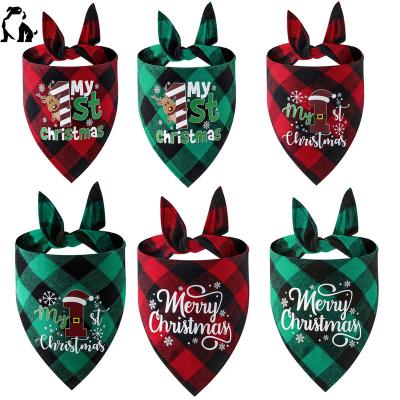 China Saliva Viable Custom HANDOU Triangle Towel Dog Christmas Bandana Christmas Scarf Single Layer Triangle Scarf for sale