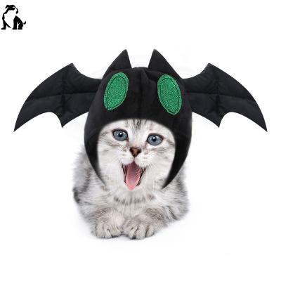 China Viable HANDOU Cosplay Pet Halloween Costume Cat Head Cover Dog Dress Up Bat Headdress Halloween Hats for sale