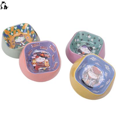 China Wholesale Sustainable HANDOU Pet Cat and Dog Bowl Cartoon Design Water Bowl and Food Basin Pet Feeding Bowls for sale