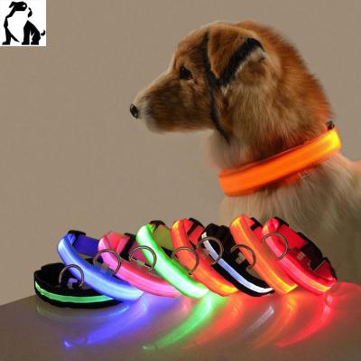 China HANDOU Amazon seven-color luminous dog collar teddy padded golden hot dog LED collar pet supplies. for sale