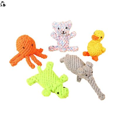 China HANDOU Viable Custom Eco-Friendly Dog Shape Chew Toy Cotton Rope Funny Animal Dog Toy for sale