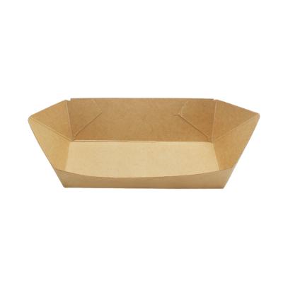 China Disposable Kraft Paper Snack Chips Chicken Rice Flower Disposable Lunch Box Coated Oilproof Box Ship for sale