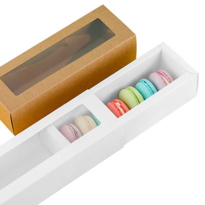 China Recyclable Custom Clear Food Grade Kraft Paper Cardboard Macarons Box With Logo for sale