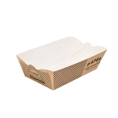 China Wholesale Disposable Cardboard Snacks Disposable Packaging Paper Tray Cardboard Food Grade Boat Takeout Box for sale