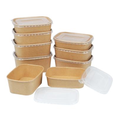 China Disposable Custom Disposable Paper Bowl With Lid Wrapping Paper Salad Square Packed Paper Bowl for sale