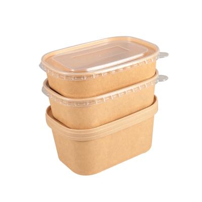 China Disposable Lunch Bowl Disposable Brown Paper Cardboard With PP Lid for sale