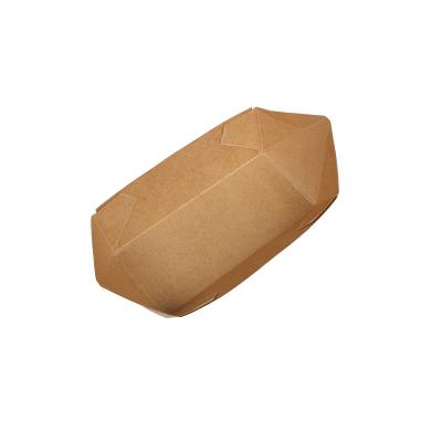 China Disposable Stock Disposable Chips Proof Oil Box Snack Proof Oil Boat Brown Paper Box for sale