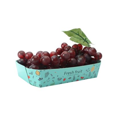 China Recyclable Eco-friendly Fruit Vegetable Container Custom Disposable Packaging Tray Paper Box Hot Sell for sale