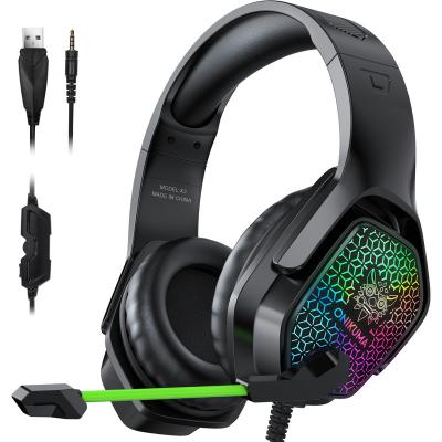 China New Headband Lauching Onikuma X3 USB Headset Gamer PC LED Light Wired Noise Canceling Earphone Gaming Headset for sale