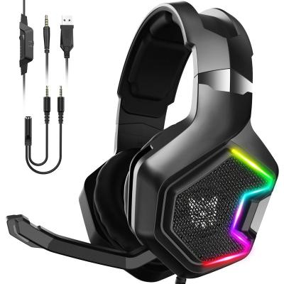 China 2021 Custom Cool Wired Onikuma k10 Pro Gaming Headset PC Gamer Headset RGB Stereo Gaming Headphones With LED for sale