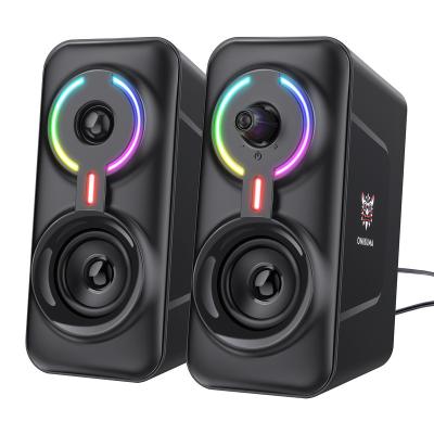 China Super Colorful Bass Stereo Sound Onikuma L6 LED Light PC Gaming Speaker Wired USB Power Computer RGB LED Gamer Speaker for sale