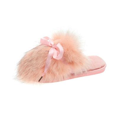 China Autumn Plush Ladies Printing Color Luxury Furry Embroidery One Word Ladies Slippers Fashion Trend Ladies Fluffy Slippers For Women Shape Slippers for sale