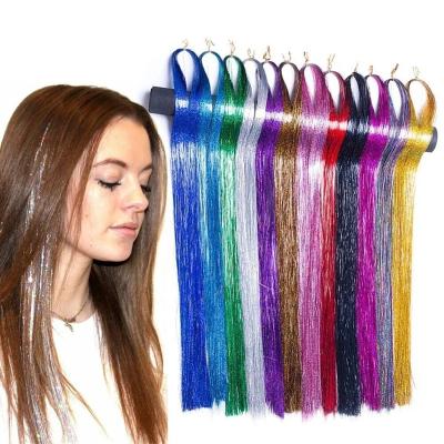 China Factory Price V-tip Hair Shimmer Silk Bling Hair Braid Laser Gold Wire Glitter Braiding Rainbow For Hair Extension Hair Accessories for sale