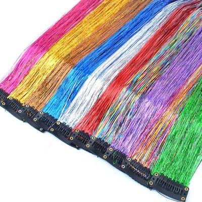 China Straight 18 Colors Super Shiny Glitter Accents Part Clip-in Hair Tinsel Extensions for sale