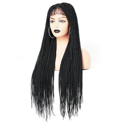 China Silky Straight Wave 30 Inches Long Synthetic Box Braid Lace Front Wig for sale