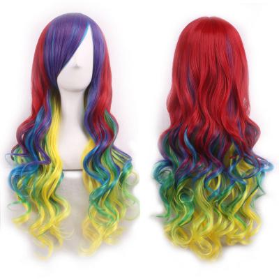 China Lolita Anime Cosplay Long Color French Gradient Curl Straight Or Curly Wig For Cosplay Costume Party With Wig for sale