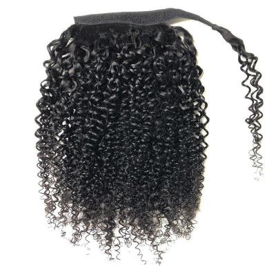 China V-Tip Hair Natural Color Remy Hair Curls Various Curls Wrap Around Paste Magic Clip In Ponytail for sale