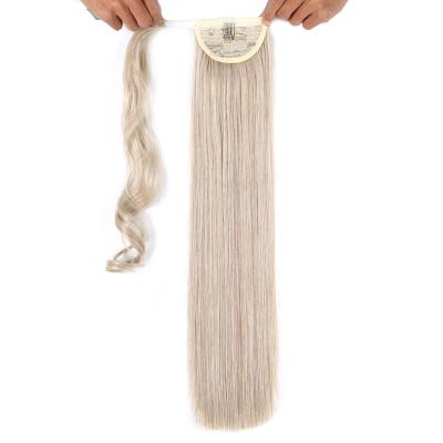 China V-Tip Hair Synthetic Ponytail Straight Wrap Around Paste Magic Clip In Ponytail for sale