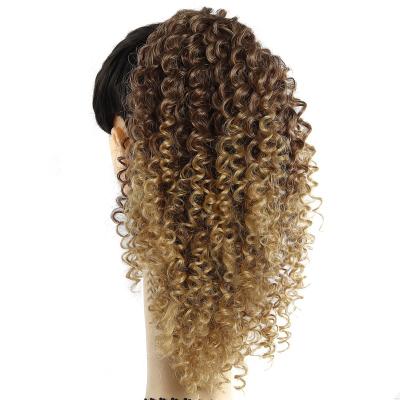 China Reinforce Updo Weft Heat Resistant Drawstring Curly Ponytail Hair Extensions for sale