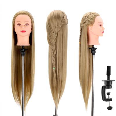 China Curved Cosmetology Mannequin Heads Cosmetology Synthetic Hair Cutting Braids Practice Hairdressing Mannequin Dolls Styling Barber Training Head Professional for sale