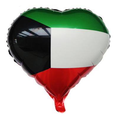 China Custom Gift Toy Low Price Printing Kuwait Flag Pattern Heart Shape Balloon For Party Decoration for sale