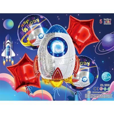 China Sci-fi Theme Balloon Garland Space Rocket Balloon Banner Astronaut Foil Balloon For Party Decoration for sale