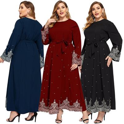 China 2021 Autumn Hot Selling Sleeve Embroidered Casual Long Maxi Ladies Plus Size Women Casual Dresses Viable for sale