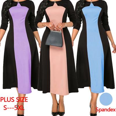 China Long Sleeve Maxi Spandex Evening Dress Plus Size Spring Sleeve Color Block Workable Women's Party Prom for sale