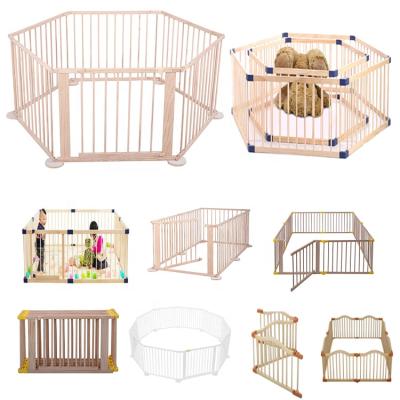 China Easy Assembly Custom Hexagonal Safety Wooden Baby Playpen for sale