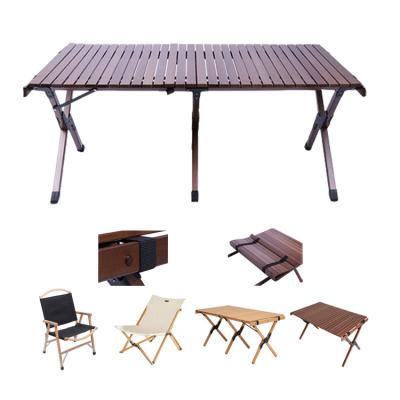 China Modern Camping Lounge Chair Set Table Height Portable Camping Pulling Table Walnut for sale