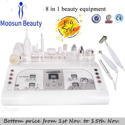 China For commercial & Home Use 8 in 1 Multifunctional Moosun Ultrasonic Vacuum Spray Machine Galvanic Facial Massager Facial Beauty Equipment for sale