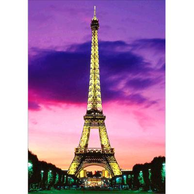 China Waterproof+ECO-Friendly New Arrival Fine Workmanship Diamond Drawing Pink Background Eiffel Tower Diamond Painting Kit for sale