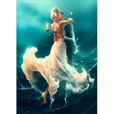 China Waterproof+ECO-Friendly 30*40cm Best Porcelain Home Decorations Man and Woman Kiss in Water Drawing Character Diamond Painting for sale