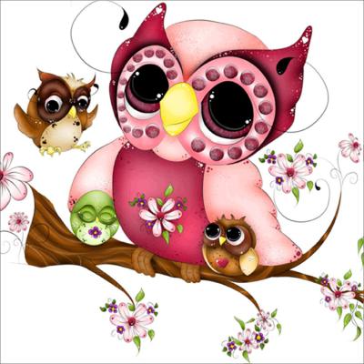 China Wholesale Custom Waterproof+ECO-Friendly Best China Living Room Decoration Factory Price 2021pink Owl Diamond Painting Mural for sale