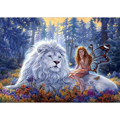 China Waterproof+ECO-Friendly Low Price Living Room Bedroom High Level Decoration Painting Lion Elf Diamond Painting for sale