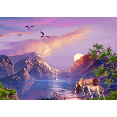 China Hot Selling Waterproof+ECO-Friendly Amazon Custom Diamond Drawing Lilac Landscape Diamond Painting Unframed for sale