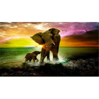 China New Arrival Waterproof+ECO-Friendly Diamond Drawings Home Decorations Custom Elephant Mother And Child Diamond Painting for sale